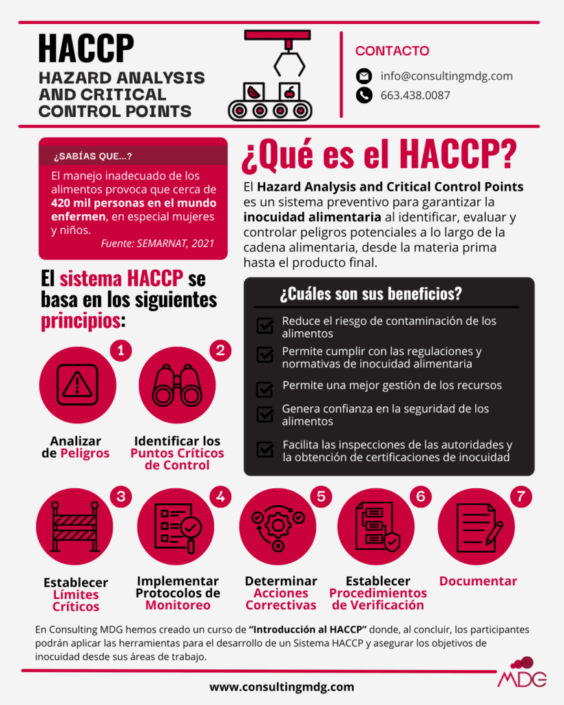Infografía sobre HACCP | Imagen hecha por Consulting MDG, en Canva.